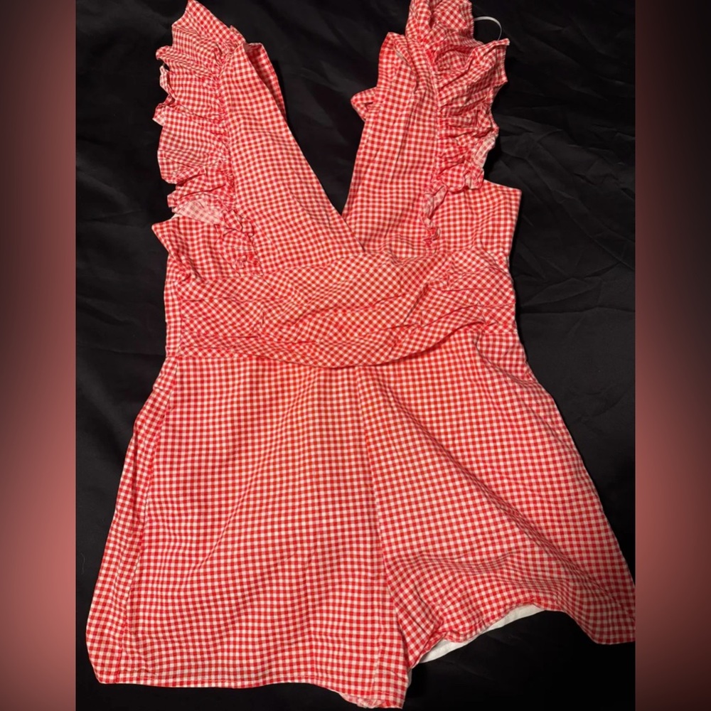 Red Gingham Kids One Piece